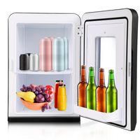 Fiqops Mini Kühlschrank freistehend kompakte Mini-Bar Kompressionskühlung 15 Liter Fassungsvermögen Rot Hausbar Minikühlschrank Getränkekühlschrank