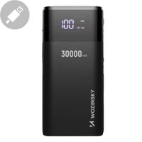 Wozinsky Powerbank 30000mAh 4 x USB mit LCD Display 2 A schwarz