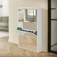 ML-Design botník se 3 přihrádkami, výklopný botník na 9 párů bot, bílý, 63x17x102,5 cm, komoda na boty se 3 zásuvkami