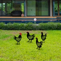 Evila Originals, Chicken Family 4, Gartenfiguren, Schwarz, Metall, 23 x 27 cm