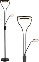LED Deckenfluter, Schwarz, Dimmer, Lesespot, H 194 cm