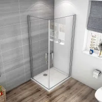 76X76cm Duschkabine Eckeinstieg Duschabtrennung Schwingtür Pendeltür Duschtür 6mm ESG NaNo Glas Hoch 185cm