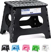 Tritthocker Klappbar Klapphocker Faltbar Höhe 28cm für Kinder und Erwachsene Bade Küchen - Schwarz