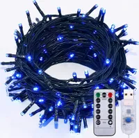 LED Lichterkette 5m Blau USB 8 Lichtmodi Wasserdichte Weihnachtsbeleuchtung Garten Party Deko mit Fernbedienung