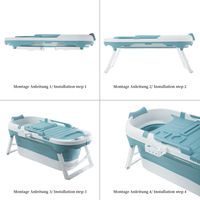 Nackkissen Schwänlein® Faltbare Badewanne Erwachsene Ideal für kleine Badezimmer mit Seifenkorb blau, 138 Praktisch und Tragbar