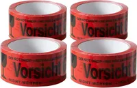 4x Klebeband " Vorsicht Glas " Packband rot Paketband PP 48 mm x 66 m Paket Band