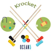 Ocean5 Croquet Set – Outdoor Krocket--56cm-Schlaeger--5cm-Baelle-