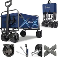 Sekey 200 kg Schwerlast Bollerwagen Faltbar, mit 17x10 cm PolyurethanReifen – Ideal für den Strand, Dunkelblau