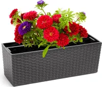 Kwietnik Donica Skrzynka z Wkładem 56 x 19cm Balkonowa Ogrodowa Domowa Rattan Grafit Metalik