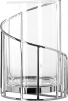 CELINE Windlicht mit Glas - H. 29,5cm x Ø 21,5cm - silber - Edelstahl