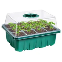 Anzuchtkasten Set mit transparenter Abdeckung, Indoor Gewächshaus Anzuchtset mit Belüftungsschalter - PLANTURKA Grün