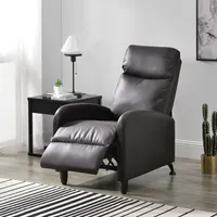Čalouněné křeslo Bregenz polohovací křeslo 102x60x92 cm polohovací křeslo TV křeslo křeslo s nastavitelným opěradlem TV křeslo v imitaci kůže Hnědá [en.casa]