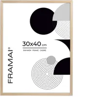 FRAMAI® Bilderrahmen, 30x40 cm, Eiche, Natur Holz Rahmen, Rahmen Echtholz Bilderrahmen, Rahmen mit Bruchsicheren Plexiglas, Aufhänger und Aufsteller