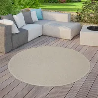 TT Home In-& Outdoorteppich Terrasse Küche Balkon Wetterbeständig Modern Unifarben Größe 160 cm Rund