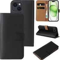 Handy Hülle für Apple iPhone 15 Klapphülle Bookcase Flip Cover Handy Tasche Etui Farbe: Schwarz