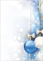 Motiv Briefpapier (Weihnachten-5050, DIN A4, 100 Blatt). Einseitig bedrucktes Briefpapier, einwandfrei beschreibbar, für alle Drucker/Kopierer geeignet, Motivpapier mit weißer und blauer Kugel und goldenen Sternen Lametta Schneekristalle