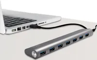 LogiLink USB 3.0 Hub 7-Port Aluminiumgehäuse grau
