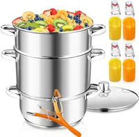 Fiqops Dampfentsafter Induktion Entsafter Saftpresse Obst Fruchtentsafter Edelstahl 8 Liter Ø 26cm - silber