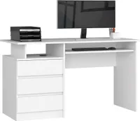 Schreibtisch AKORD CLP Weiß und 2 Ablagen B135 x H77 x T60 cm
