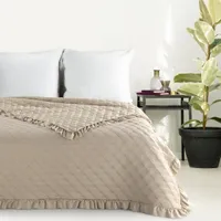Steppdecke Vanesa gesteppte Bettdecke einfarbige Decke Zweiseitiger Überwurf beige 170 cm x 210 cm beige