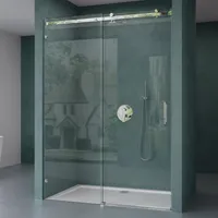 Mai & Mai Duschtür Nischentür dusche Duschabtrennung Duschkabine Schiebetür 8mm ESG in Klarglas mit NANO 4-Punktbefestigung BxH: 150x195cm Teramo04-2
