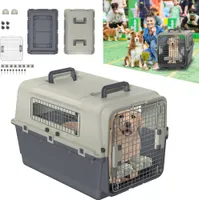 LZQ Prepravný box pre psov Prepravný box pre zvieratá Plastový cestovný box Letecký box pre zvieratá Malý box pre zvieratá s bezpečnostným zámkom a vetracou mriežkou (80x57x70cm, s kolieskami)