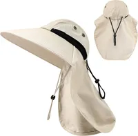 Sonnenhut Herren Damen mit Nackenklappe,UPF 50+ UV Schutz Safari Boonie Hut mit Breiter Krempe,Faltbar Fischerhut Gartenarbeit Strand Angelhut für Sommer Outdoor Aktivitäten (Khaki)