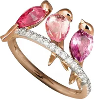 Kreative 3 Vögel Tier Strass Party Frauen Fingerring Schmuck Geburtstagsgeschenk-Roségold,US 8