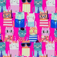 Geschenkpapier Katzen feiern Strandparty 70cm x 2m Rolle bunt / pink
