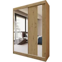 BEAUTYSOFA Schwebetürenschrank GAJA 150cm - modernes 2-türig Schrank mit Spiegel (Artisan)