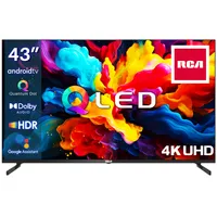 RCA 43 Zoll QLED Fernseher 4K UHD Smart TV HDR HLG Android TV Trojitý tuner WiFi Bluetooth HDMI USB