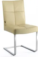 SIX Echtleder Freischwinger – Libero Sand Esszimmerstuhl mit Ergonomischem Edelstahlrahmen – Design Schwingstuhl, für Esszimmer, Küche, Büro & Wohnzimmer – Fertig montiert, bis 130 kg