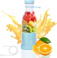 Mixer Smoothie Maker, 380ml Wiederaufladbarer USB Tragbarer Smoothie Mixer für Shakes Saft Smoothies, Elektrischer Fresh Juice Mixer Flasche(Blau)