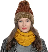 Damen Winter Schlauchschal warm und weich Strickmuster gelb