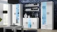 Wohnzimmer - Set Wohnwand SOHO 10A weiß hochglanz Vitrinenschränke Kommode Medienwand 280cm Breit