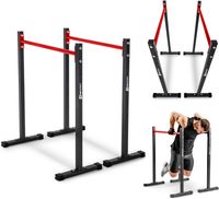 Hop-Sport Dip Stange HS-1001K, freistehende Dip Barren mit Höhenverstellung, robust & stabil + Neoprenhandschuhe