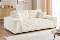 Mollis - Sofa 2 Sitzer aus Hellbeige Plüschcord mit schöner Sitzkomfort