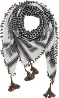 Palituch Desert premium - weiß - schwarz - Fransen & Toddeln multicolor - Kufiya PLO Tuch