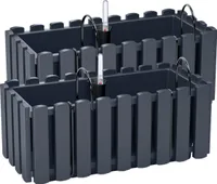 2x Blumenkasten 40 cm Blumentopf mit Halterungen Pflanztopf Wasserstandsanzeiger Balkonkasten Pflanzkästen Anthrazit