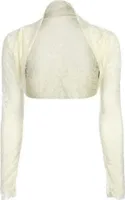 krautwear Damen Bolero Langarm Stola Bolerojacke Hochzeit Festlich Spitze (elfeweiss)