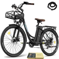 E-Bike Pannensichere Reifen 26 Zoll bis zu 160 - 200 km Wasserdicht IP54 City Elektrofahrrad 250 W Unisexfahrrad mit 7 Gang, Schwarz