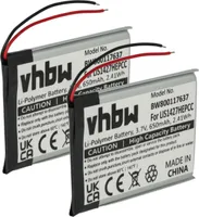 vhbw 2x Akku Ersatz für Sony LIS1427NHPCC, LIS1427HNPCS für Wireless Headset Kopfhörer (650 mAh, 3,7 V, Li-Polymer)