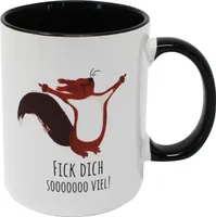 Hrnček s veveričkou Fuck you soooo much!, keramický, biely, čierny vo vnútri