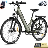 City Elektrofahrrad Rostfreie Aluminiumlegierung bis zu 90 - 110 km E Bike 27,5 Zoll Wasserdicht IP54 mit 7 Gang und App, Grün
