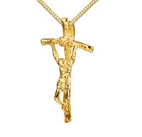 18 Karat Vergoldete Halskette Frauen Männer INRI Jesus Kreuz Anhänger Schmuck
