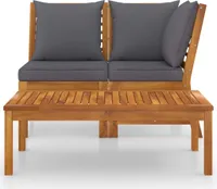 vidaXL 3-tlg. Garten-Lounge-Set mit Dunkelgrauem Kissen Akazienholz