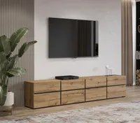 Široký TV stolek GLENROSE - dub wotan / černý