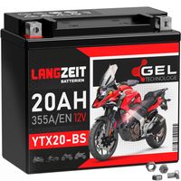 LANGZEIT YTX20-BS GEL Motorradbatterie 12V 20Ah 355AEN GEL Batterie 12V 51822 CTX20-BS GTX20-BS