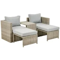 greemotion Outdoor Lounge Set Olea Mini, Polyrattan Set mit Stahlrahmen, Tisch, Kissen 8 cm