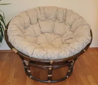 Big  Rattan Papasansessel/Papasan D 130 cm, Darkbrown, Polster Ebony